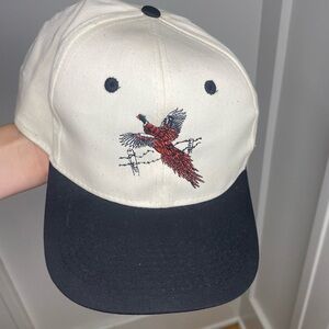 Vintage Cobra Caps Embroidered Pheasant Design Cap - Black and White